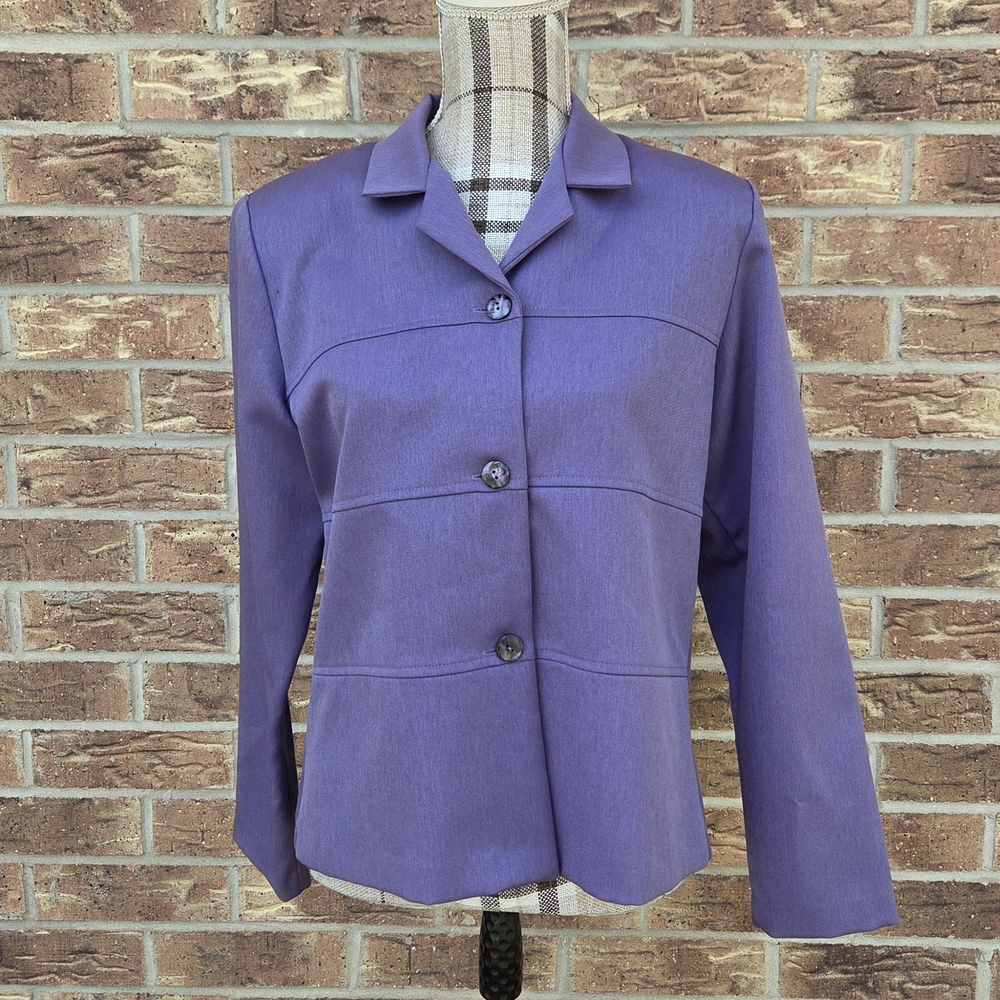 Vintage Nancy II Womens Size 8 Blazer Jacket 80s Shoulder Pads Violet Purple